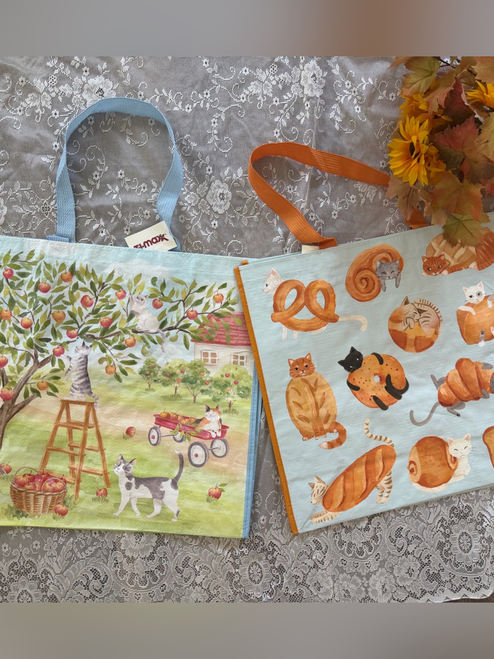 Cat fall themed Reusable bags